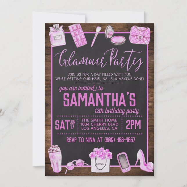 Glamour Birthday Party Invitation (Front)
