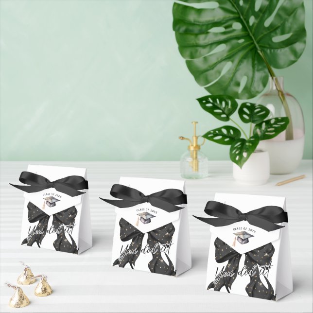 Glamour Black Gold Bow Graduation Favour Box (Multiple)