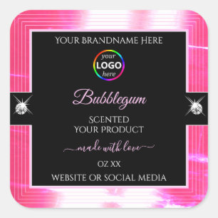 Glamour Black Shiny Girly Pink Logo Product Label