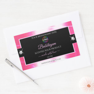 Glamour Black Shiny Girly Pink Logo Product Label