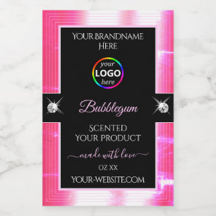 Glamour Black Shiny Girly Pink Logo Product Label