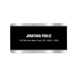 Glamour Black Silver Template Elegant Address Label