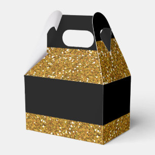 Glamour Black Stripes with Gold Glitter Printed Favour Box