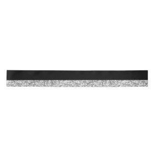 Glamour Black Stripes with Silver Glitter Printed Satin Ribbon