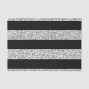 Glamour Black Stripes with Silver Glitter Printed Tissue Paper