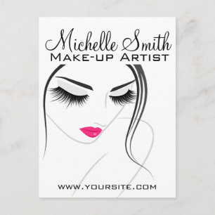 Glamour Black White Pink Lashes Makeup and Beauty Postcard