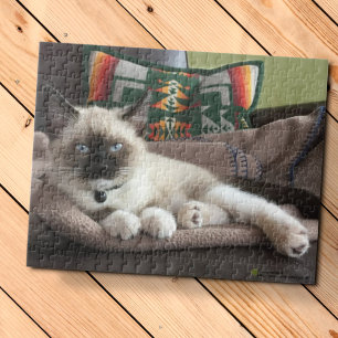 Glamour Blue Eyed Siamese Kitten Photograph Jigsaw Puzzle