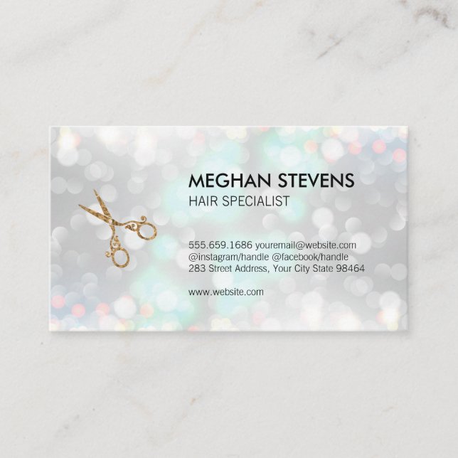 Glamour Bokeh Hair and Beauty Appointment Card (Front)