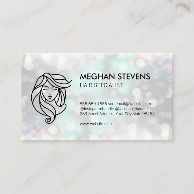 Glamour Bokeh Hair and Beauty Logo Appointment Card (Front)