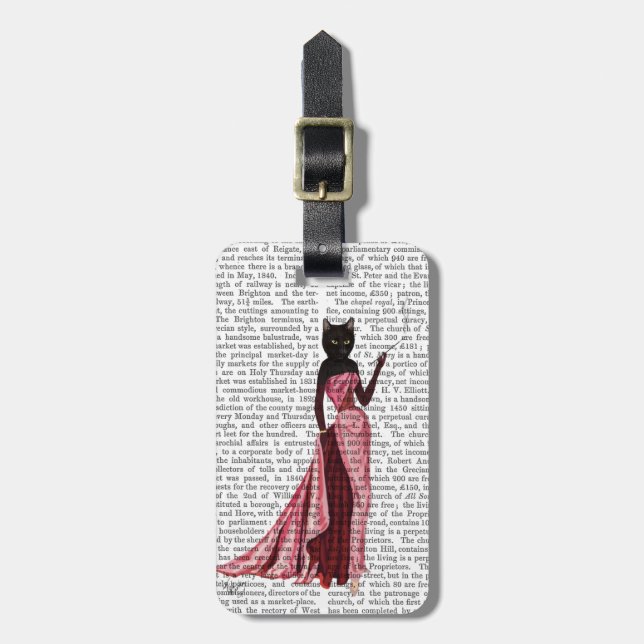 Glamour Cat in Pink 2 Luggage Tag (Front Vertical)