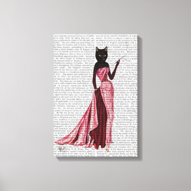Glamour Cat in Pink Canvas Print (Front)