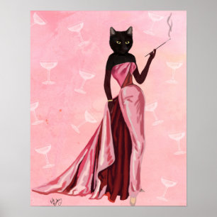 Glamour Cat in Pink Poster