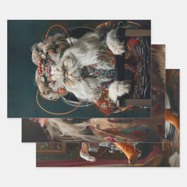 Glamour Cats at Salon Decoupage  Wrapping Paper Sheet (Set)