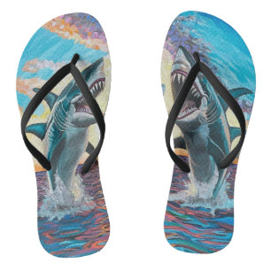 Glamour Chomp-Shark Breaching for Shiny Gems- Flip Flops
