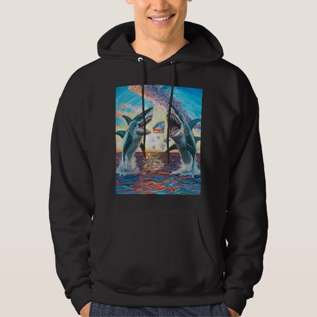 Glamour Chomp-Shark Breaching for Shiny Gems- Hoodie (Front)