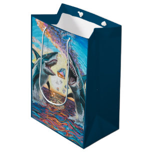Glamour Chomp-Shark Breaching for Shiny Gems- Medium Gift Bag