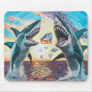 Glamour Chomp-Shark Breaching for Shiny Gems- Mouse Mat