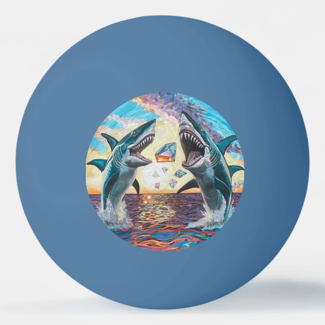 Glamour Chomp-Shark Breaching for Shiny Gems- Ping Pong Ball (Front)