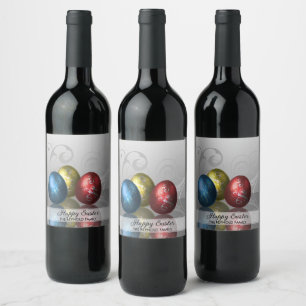 Glamour Colourful Easter Eggs Wine Label
