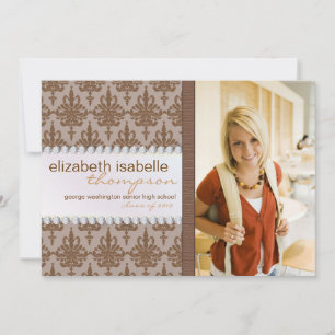 Glamour Damask & Jewel Graduation Announcement