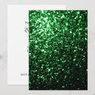Glamour Dark Green glitter sparkles Personalise Invitation