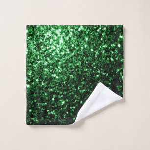 Glamour Dark Green glitter sparkles Wash Cloth