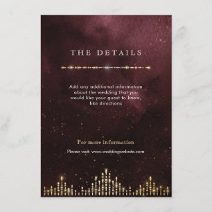 Glamour Deco Burgundy Vintage wedding detail card