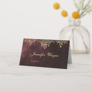 Glamour Deco Burgundy Vintage wedding place cards
