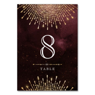 Glamour Deco Burgundy Vintage wedding table card