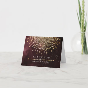 Glamour Deco Burgundy Vintage wedding thank you Card