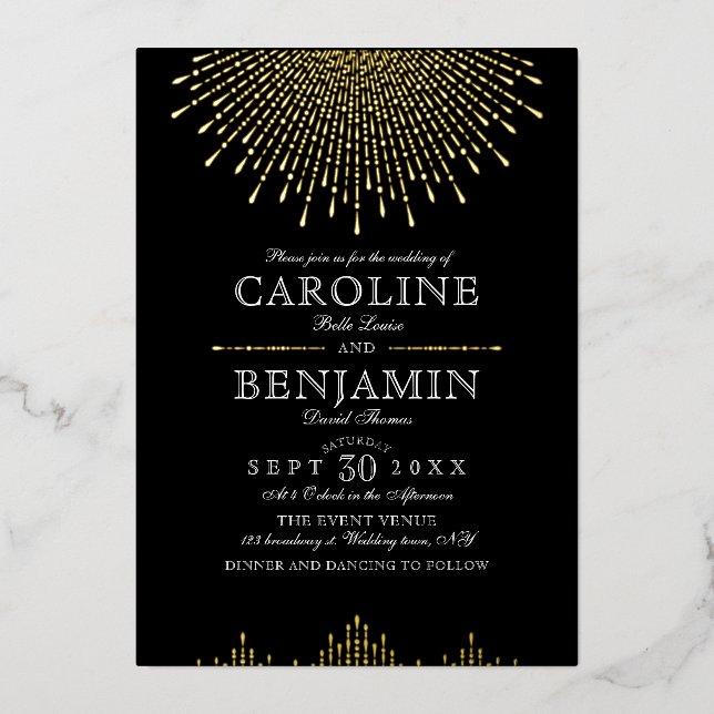 Glamour Deco Gold Black Vintage wedding (Front)