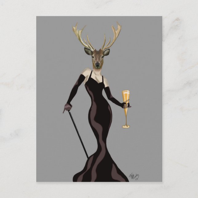 Glamour Deer in Black 2 Postcard (Front)