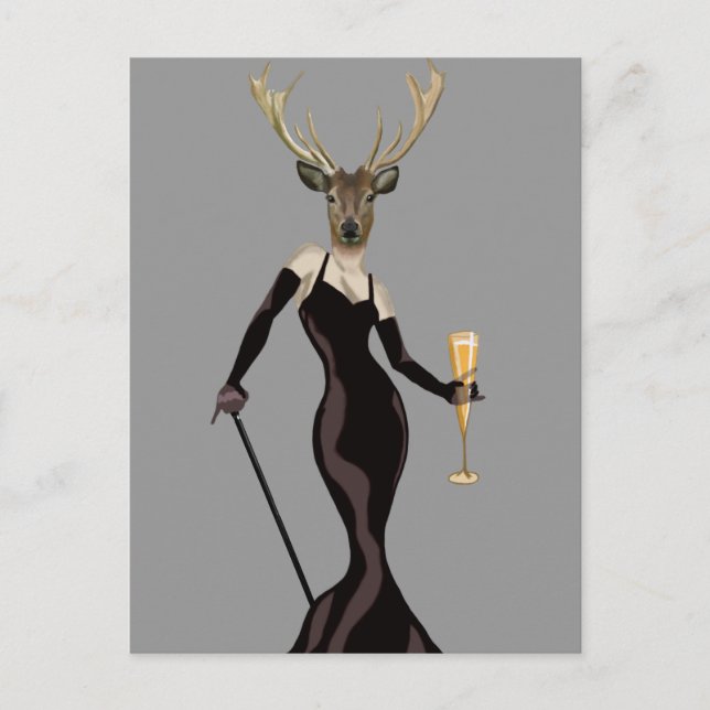 Glamour Deer in Black 3 Postcard (Front)