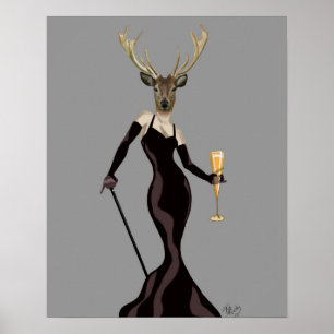 Glamour Deer in Black Poster