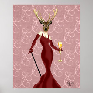 Glamour Deer in Marsala Poster