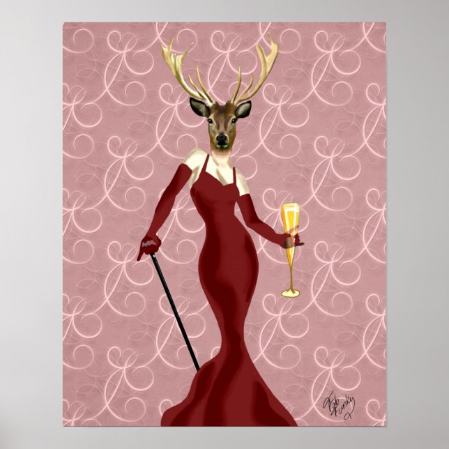 Glamour Deer in Marsala Poster (Front)