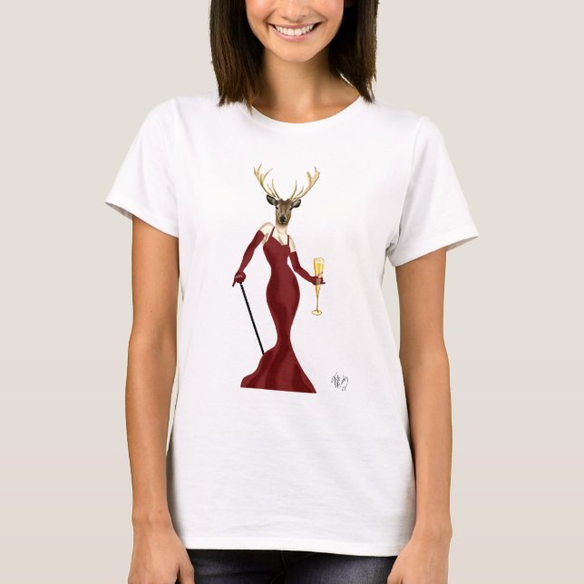 Glamour Deer in Marsala T-Shirt (Front)