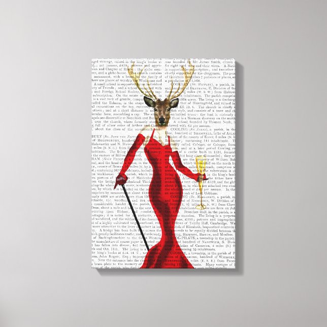 Glamour Deer In Red Canvas Print (Front)