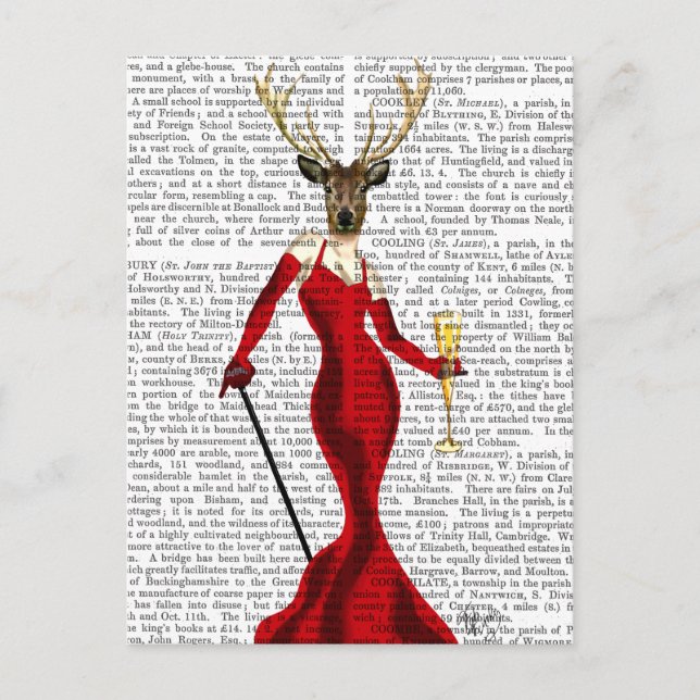 Glamour Deer In Red Postcard (Front)