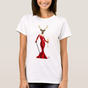 Glamour Deer In Red T-Shirt