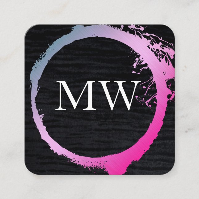 Glamour Expressive Faux Velvet / Monogram Square Business Card (Front)