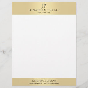 Glamour Faux Gold Elegant Monogram Template Custom Letterhead