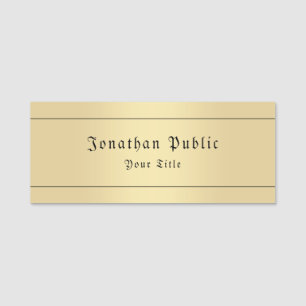 Glamour Faux Gold Vintage Look Old Text Template Name Tag