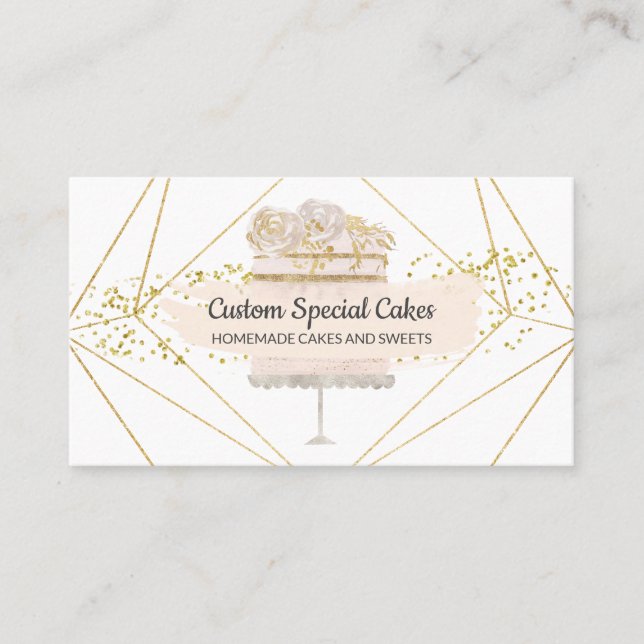 Glamour Floral Wedding Birthday Cake Bakery Business Card (Front)