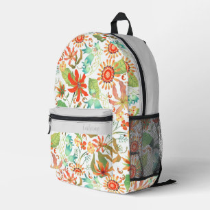 Glamour Floral White Printed Backpack
