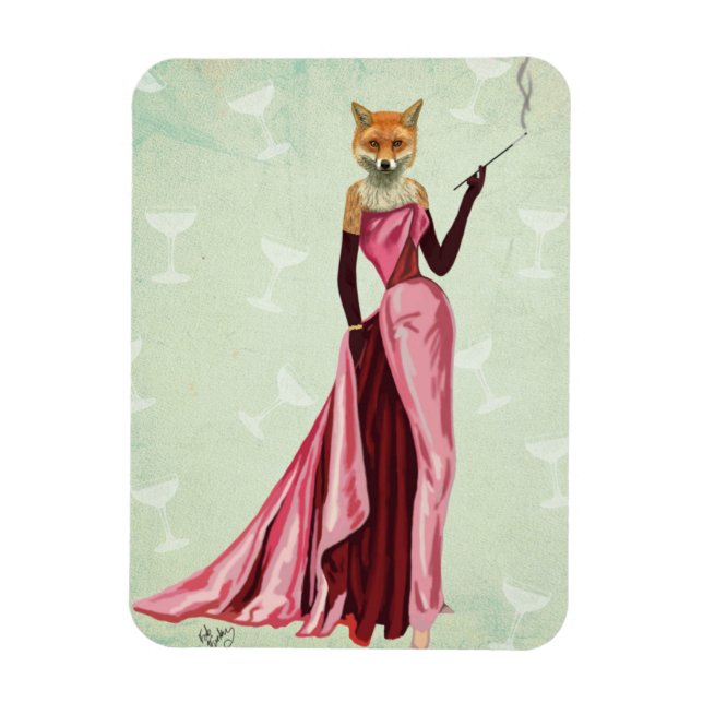 Glamour Fox in Pink 2 Magnet (Vertical)