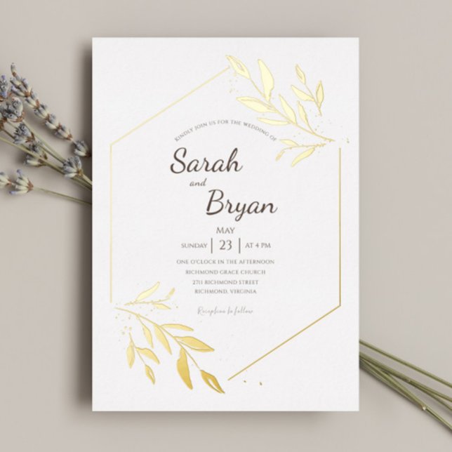 Glamour Frame Gold Foil Wedding Invitation (Creator Uploaded)