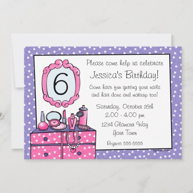 Glamour Girl Birthday Party Invitation (Front)
