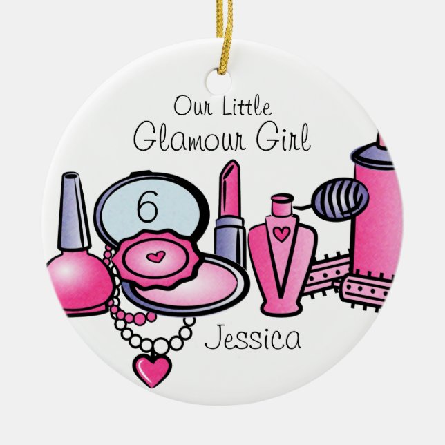 Glamour Girl Birthday Personalised Ornament (Front)