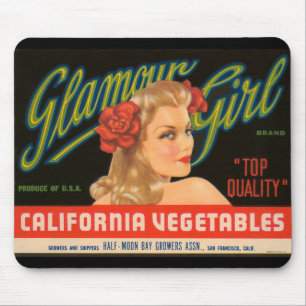 Glamour Girl California Vegetables Vintage Ad Mouse Mat